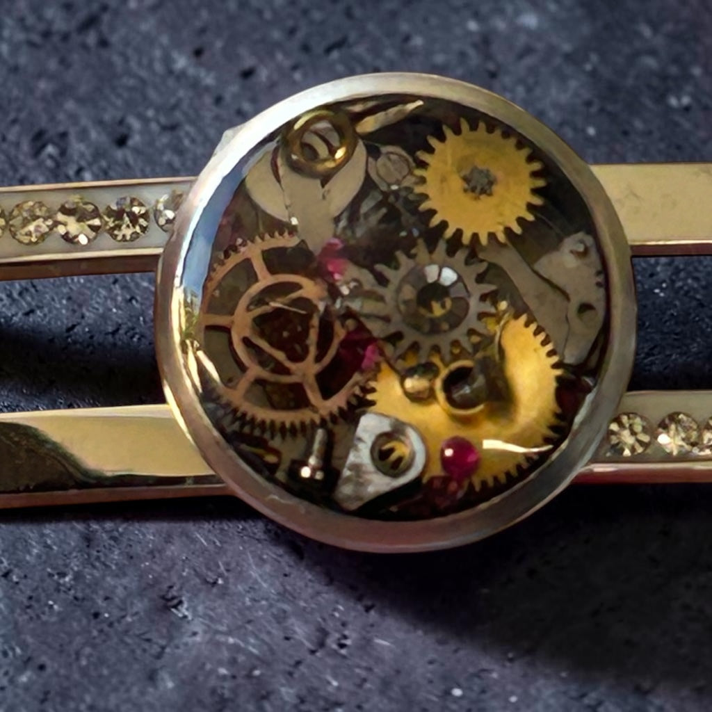 Steampunk watch parts silver bangle