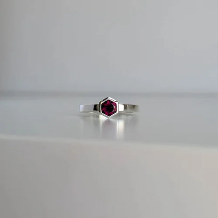 handmade rhodolite garnet geometric ring | dress ring
