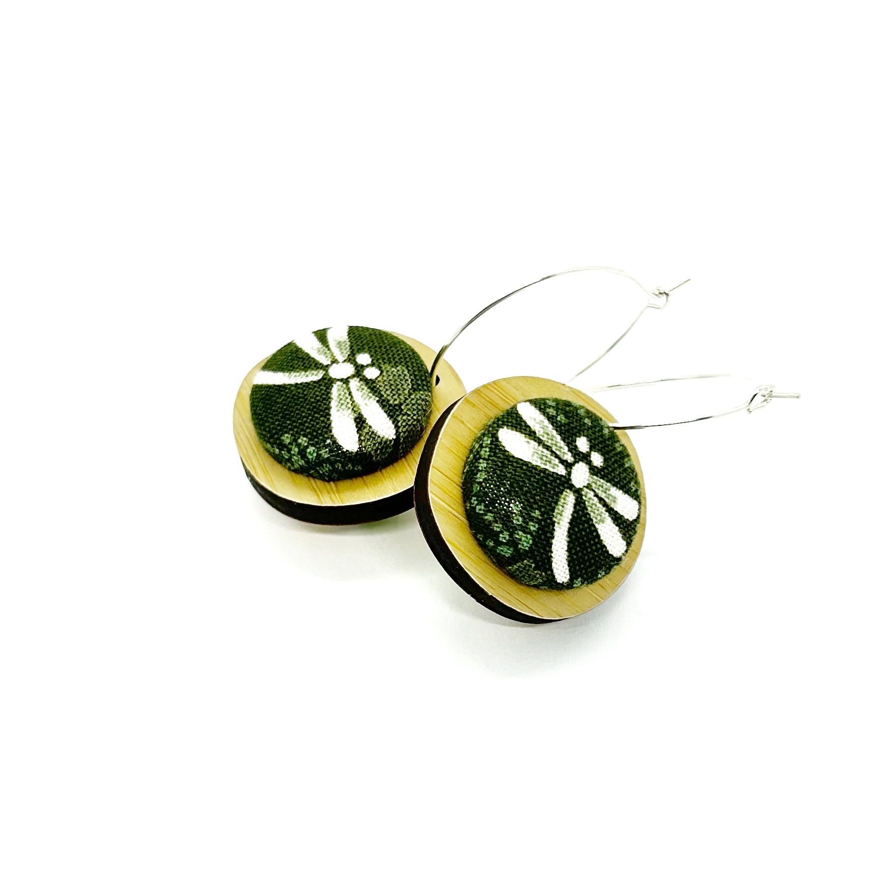 Double Sided Pebble Earrings - Dragonfly