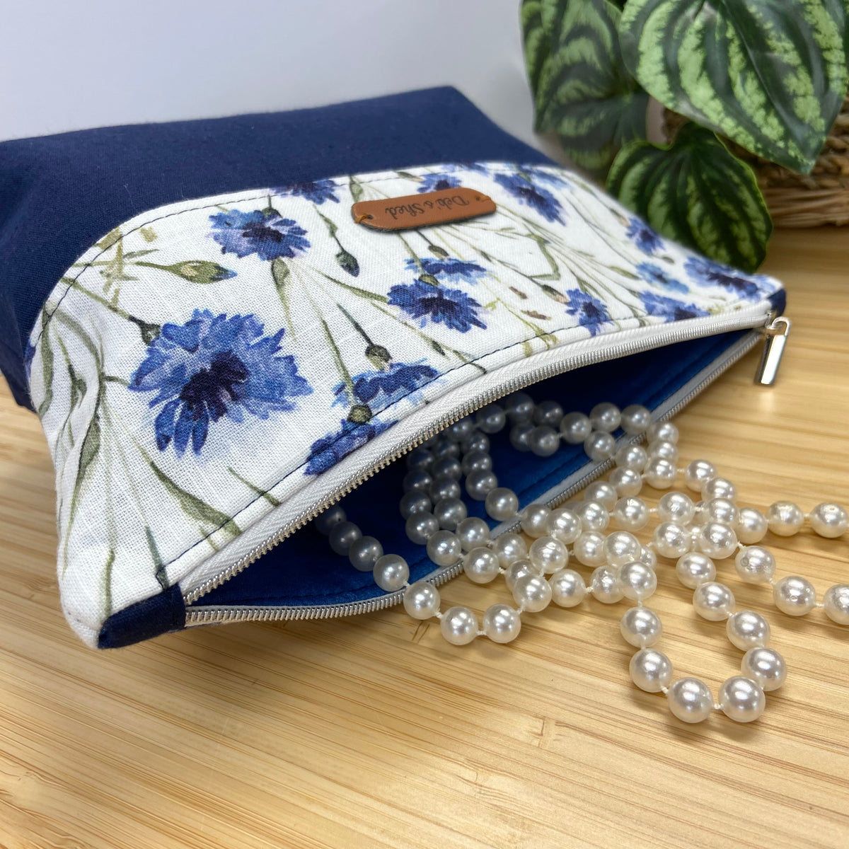 Two-Tone Zipper Pouch - Cornflowers