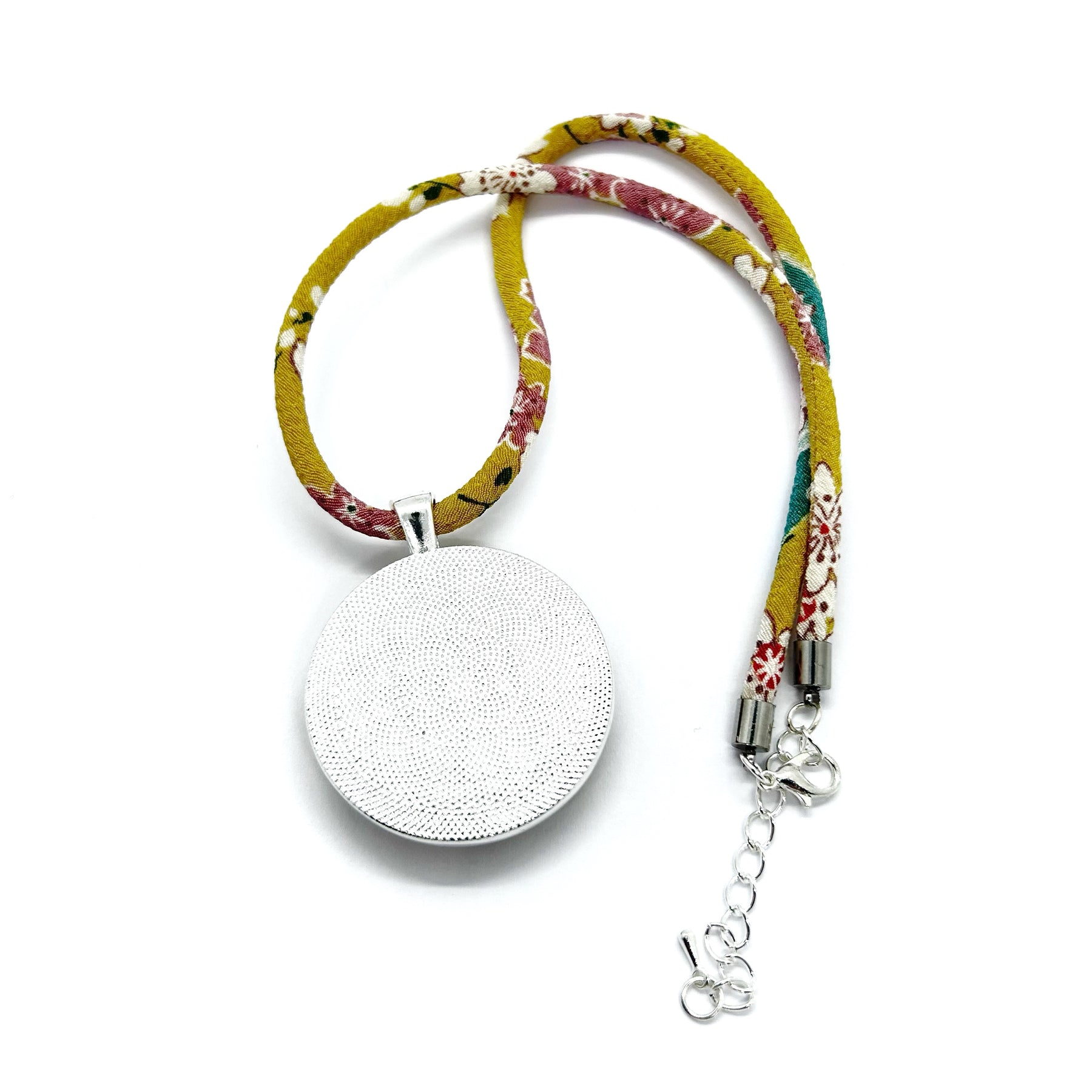 Kimono Pendant Necklace - Mustard and Pink