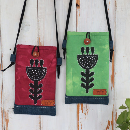Had Dyed Block Printed Phone pouches, Crossbody Phone bags