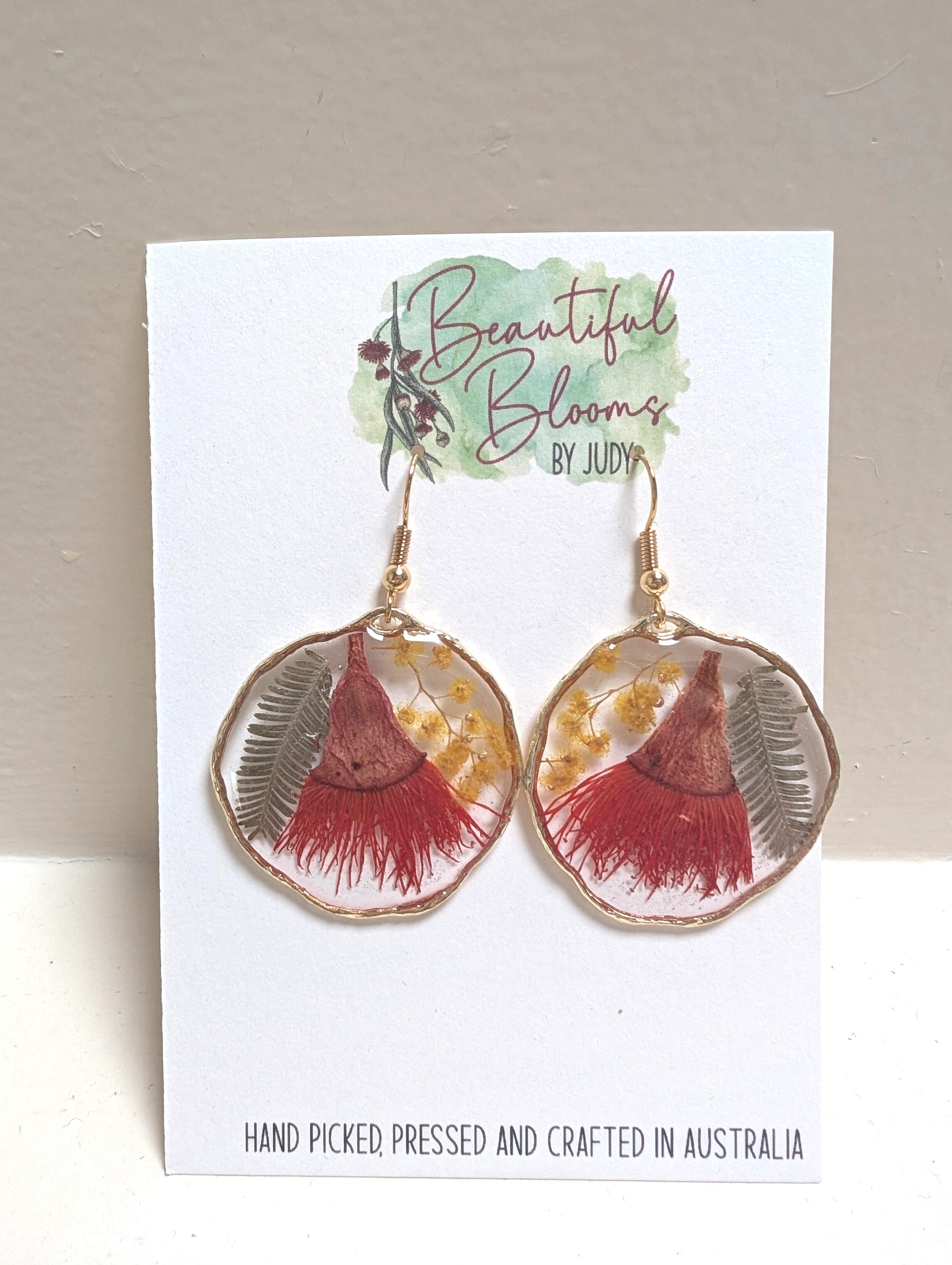 Australian native flower earrings, handmade