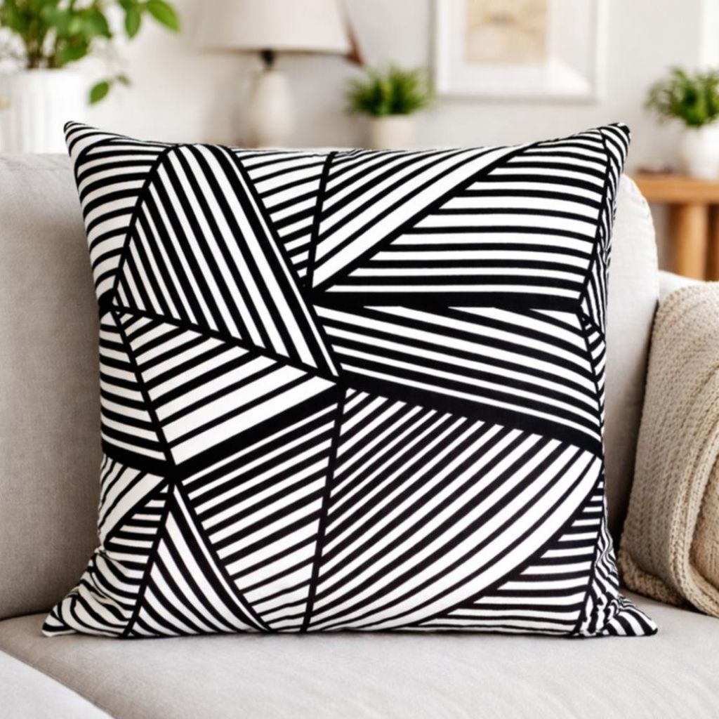 Abstract cushion cover- Black and white modern design