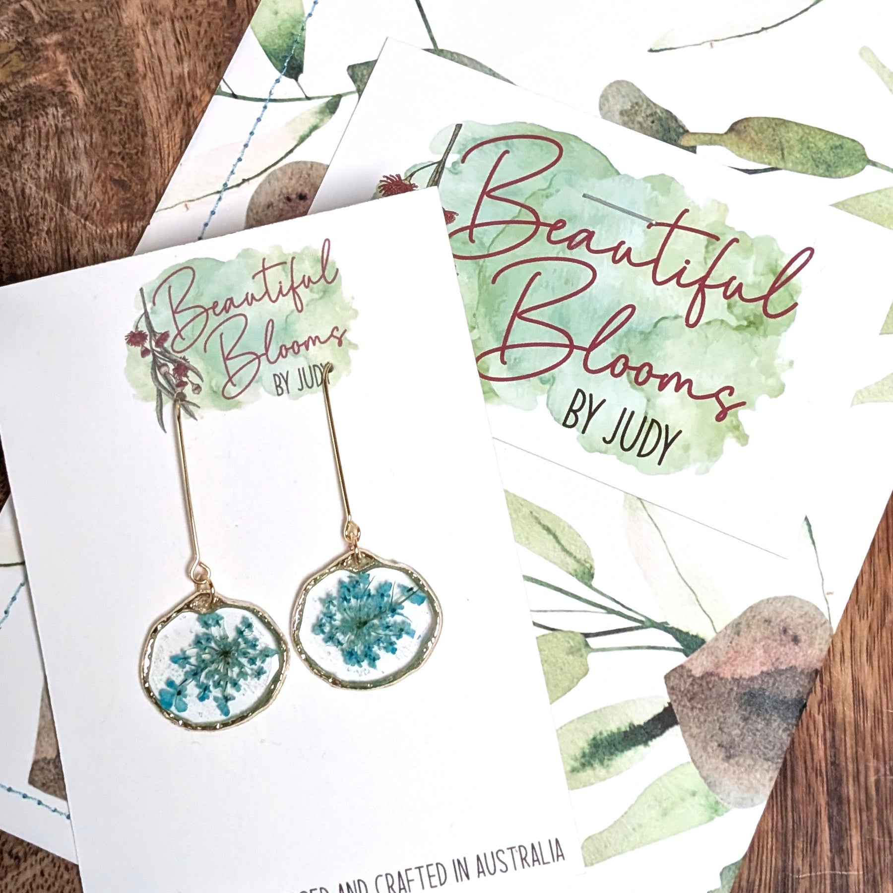 Queen Anne's Lace, teal dangles