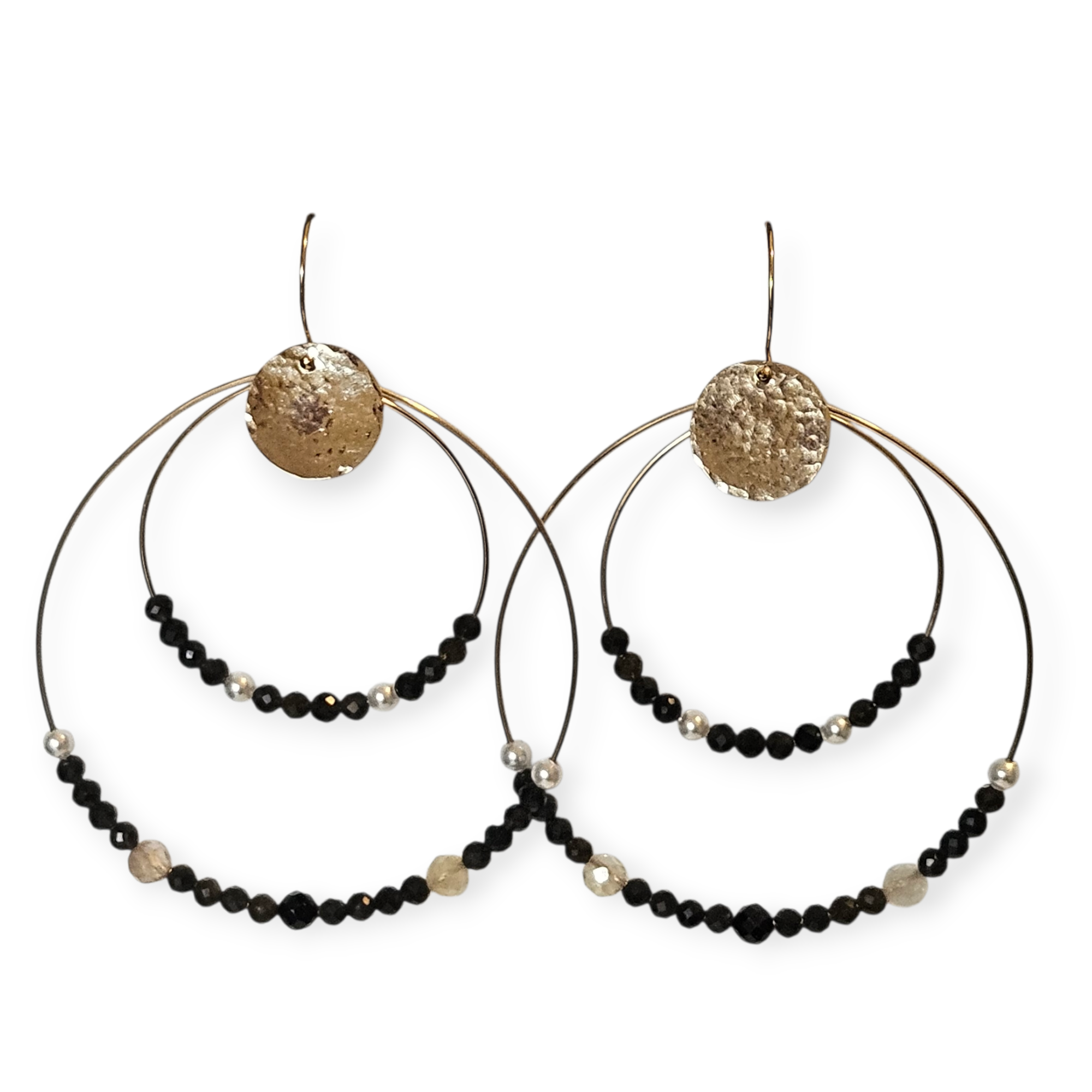 Sol Gold Beaded Hoops - Handmade Gold Wire Hoops