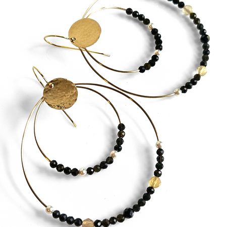 Sol Gold Beaded Hoops - Handmade Gold Wire Hoops