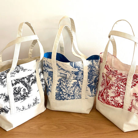 Vintage Print Canvas Totes