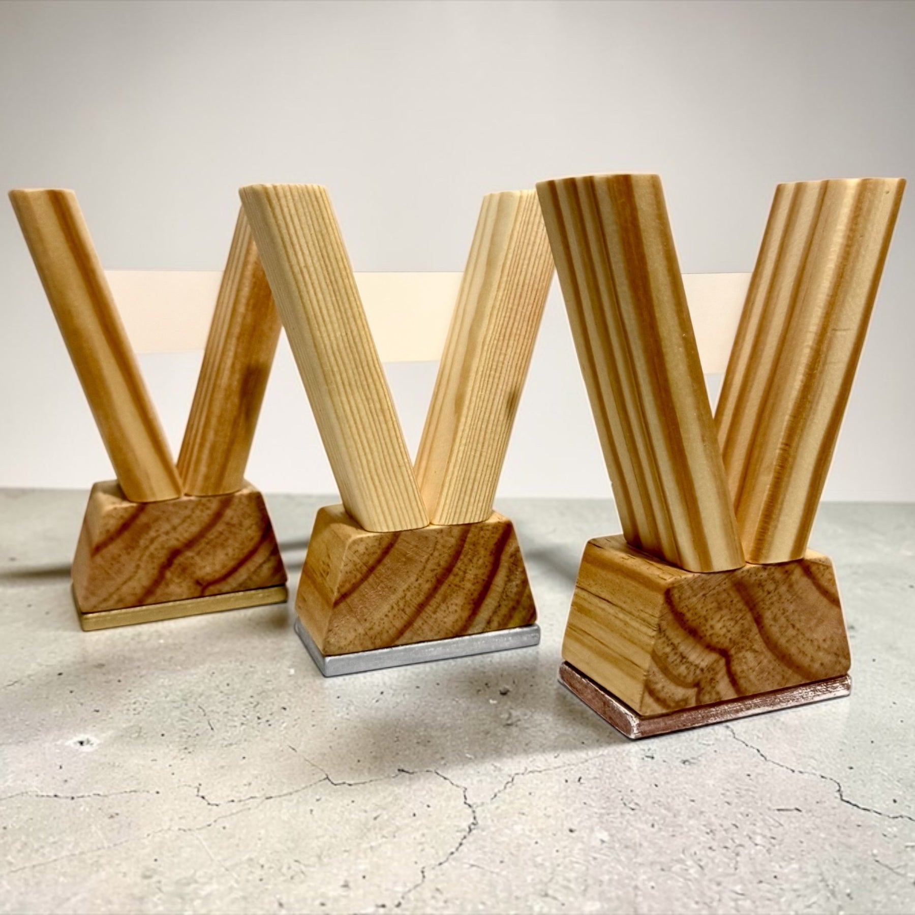 Custom Trophy Set of 3 – Personalised Wooden Awards with Logo for School Corporate Sports