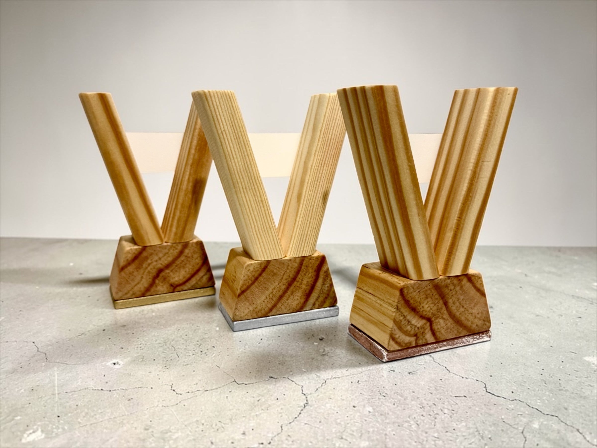Custom Trophy Set of 3 – Personalised Wooden Awards with Logo for School Corporate Sports