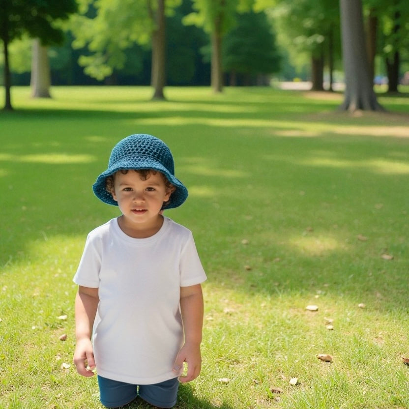 Navy Blue Crochet Hat with brim | Dark Blue | Kids 2-4 years