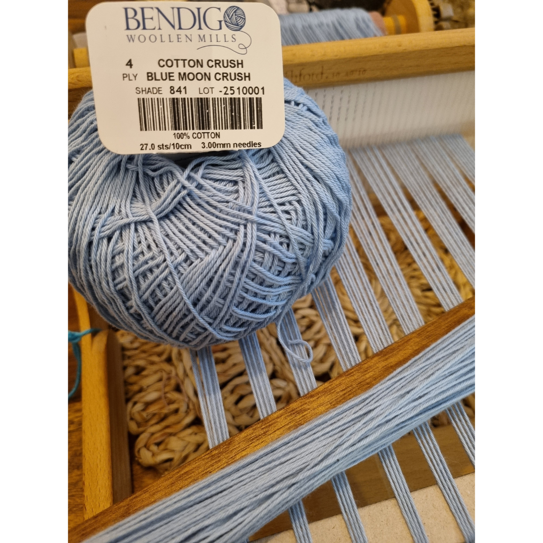 'Beyond the plain weave' collection blue cotton scarf