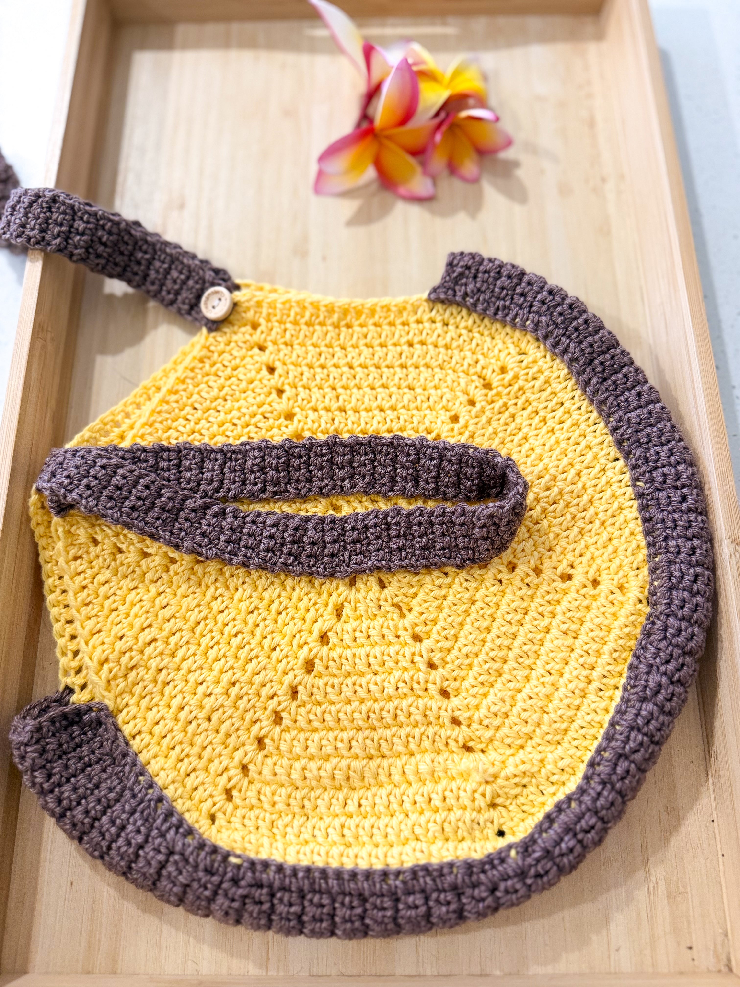 #047 Hexagon Bag in Bright Yellow and Brown