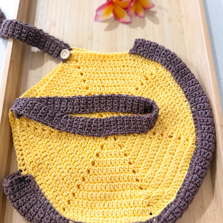 #047 Hexagon Bag in Bright Yellow and Brown