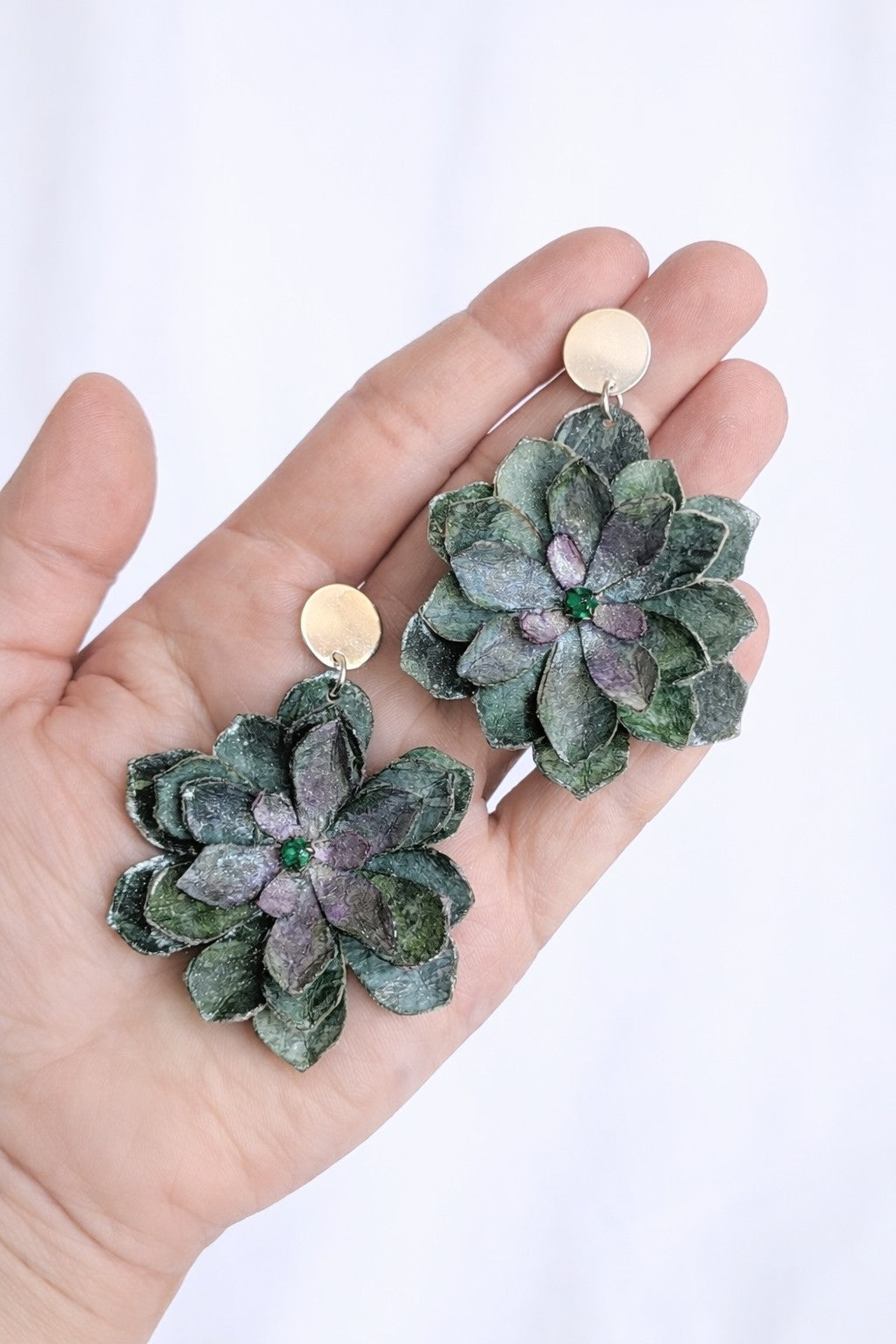 Handmade Aeonium Flower Earrings – Botanical Statement Jewellery