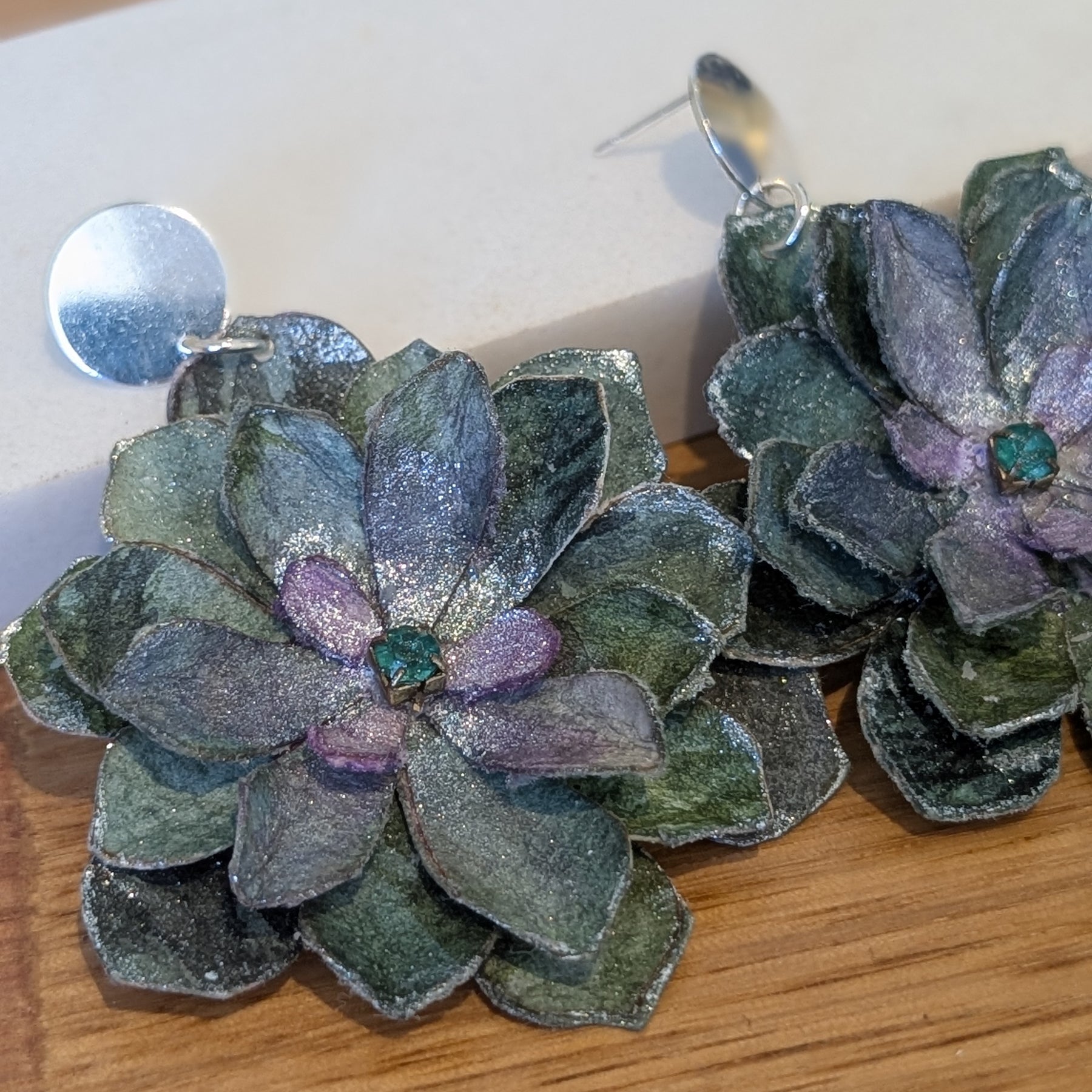 Handmade Aeonium Flower Earrings – Botanical Statement Jewellery
