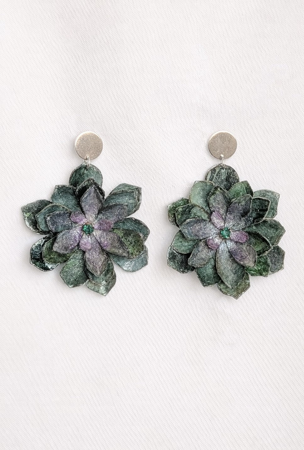 Handmade Aeonium Flower Earrings – Botanical Statement Jewellery