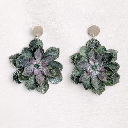 Handmade Aeonium Flower Earrings – Botanical Statement Jewellery