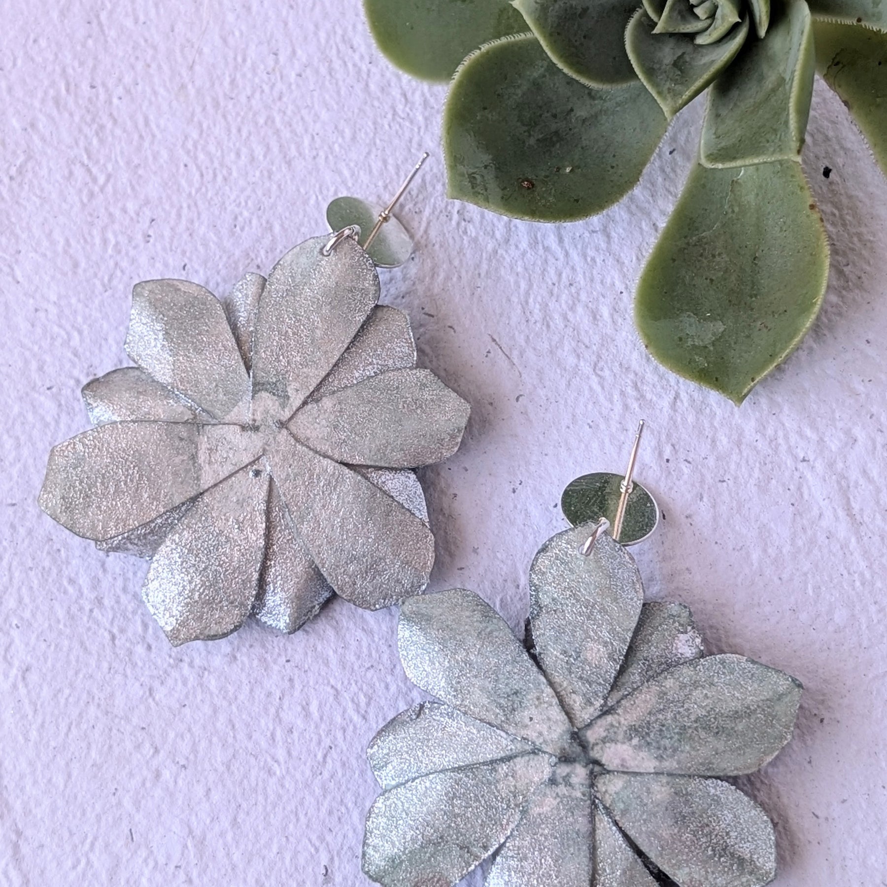 Handmade Aeonium Flower Earrings – Botanical Statement Jewellery
