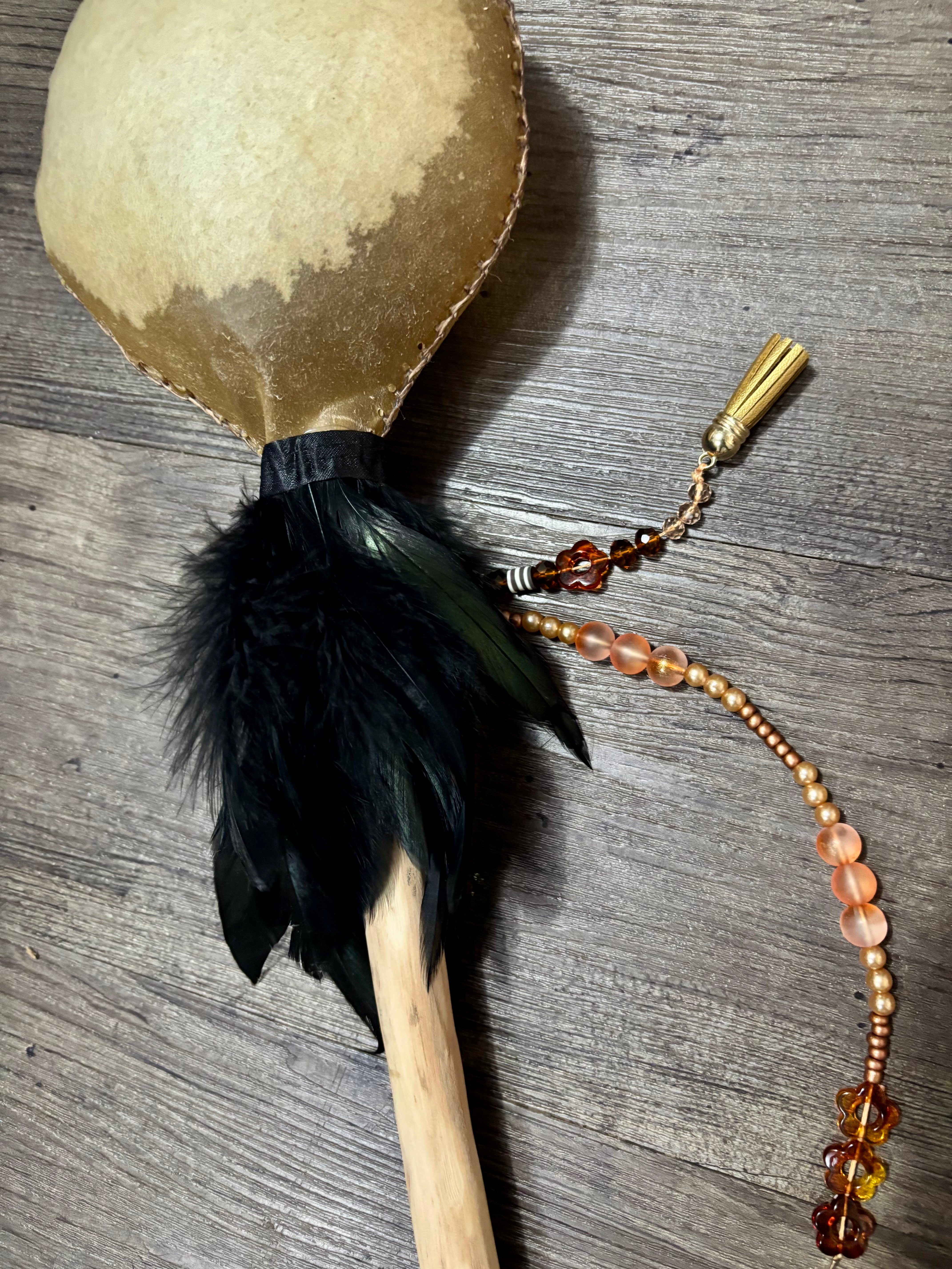 Handmade Kangaroo Hide Rattle – One of a Kind