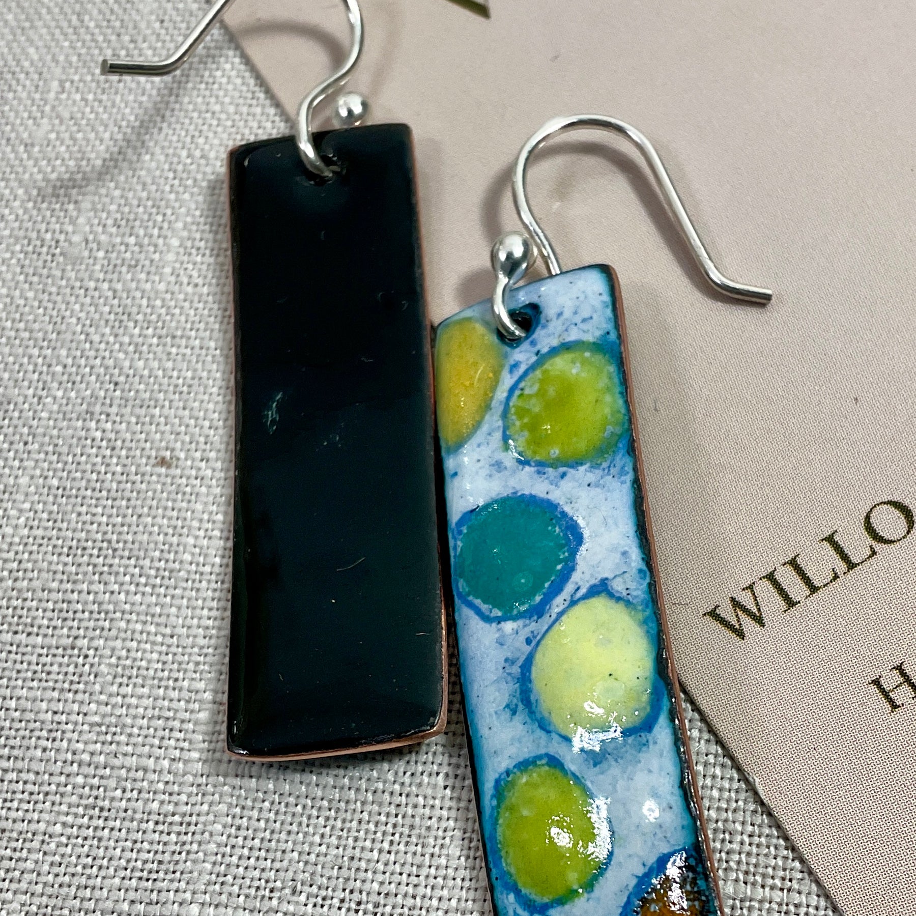 Dots. Enamel earrings. Handmade