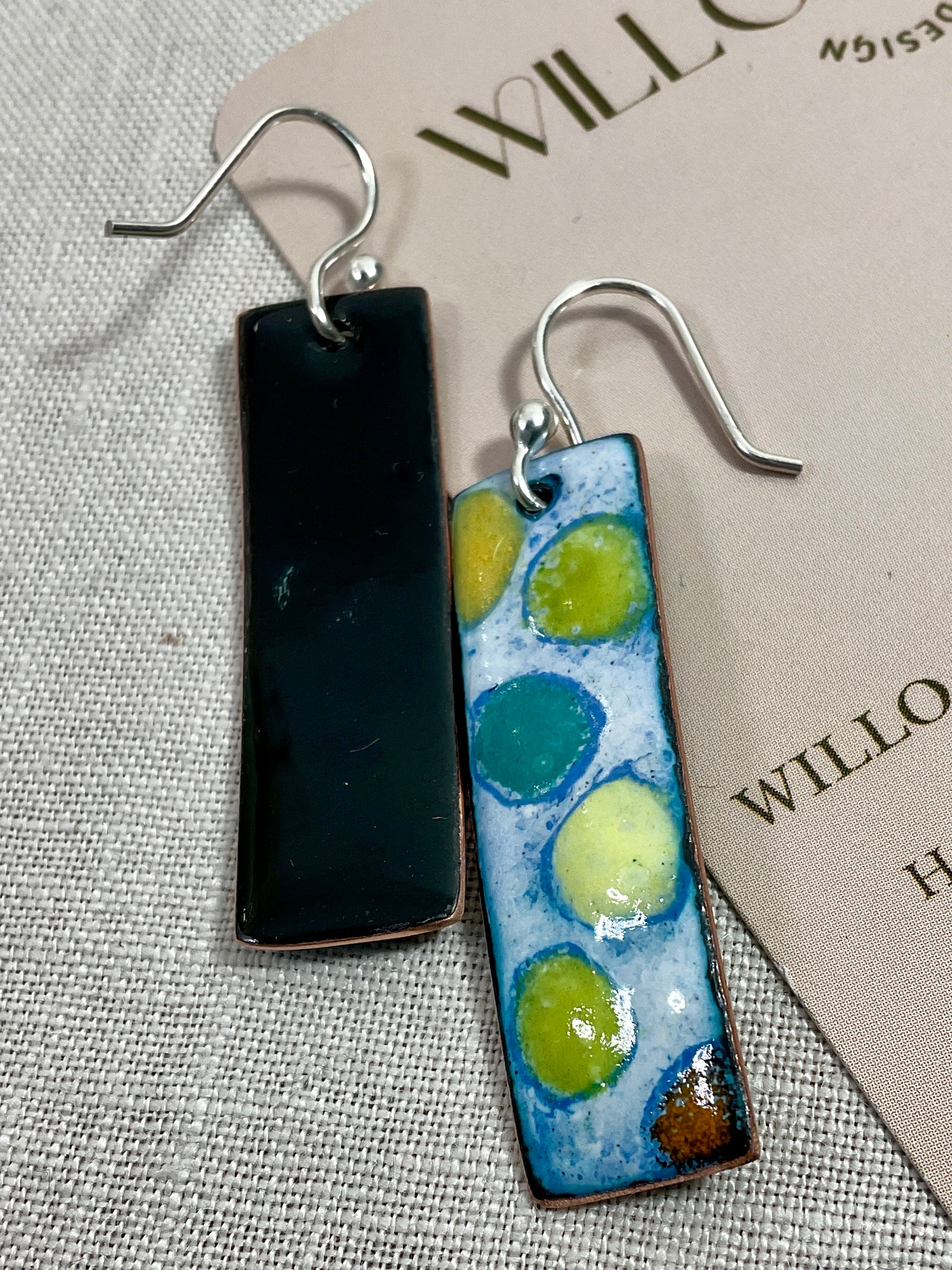 Dots. Enamel earrings. Handmade