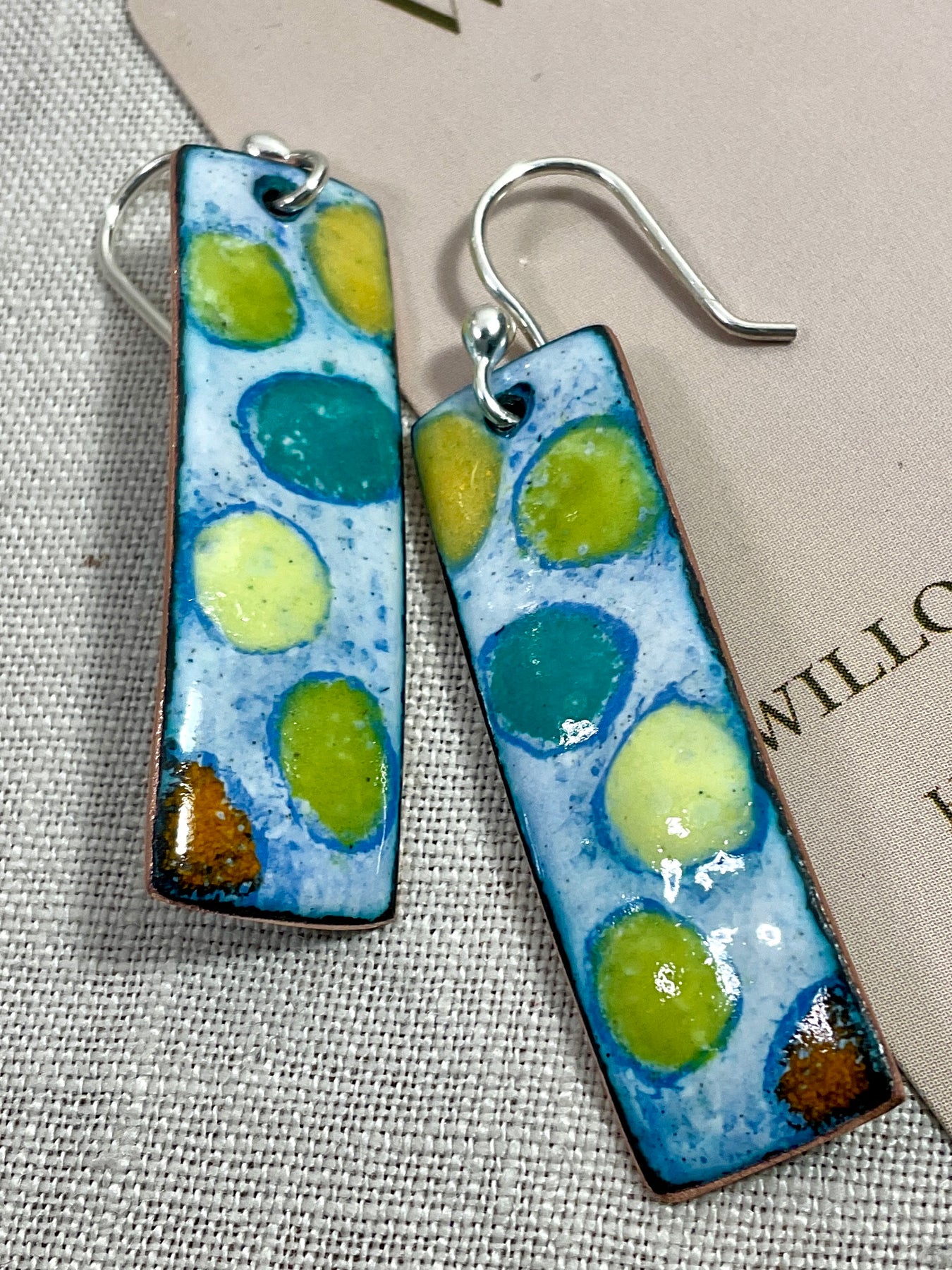Dots. Enamel earrings. Handmade