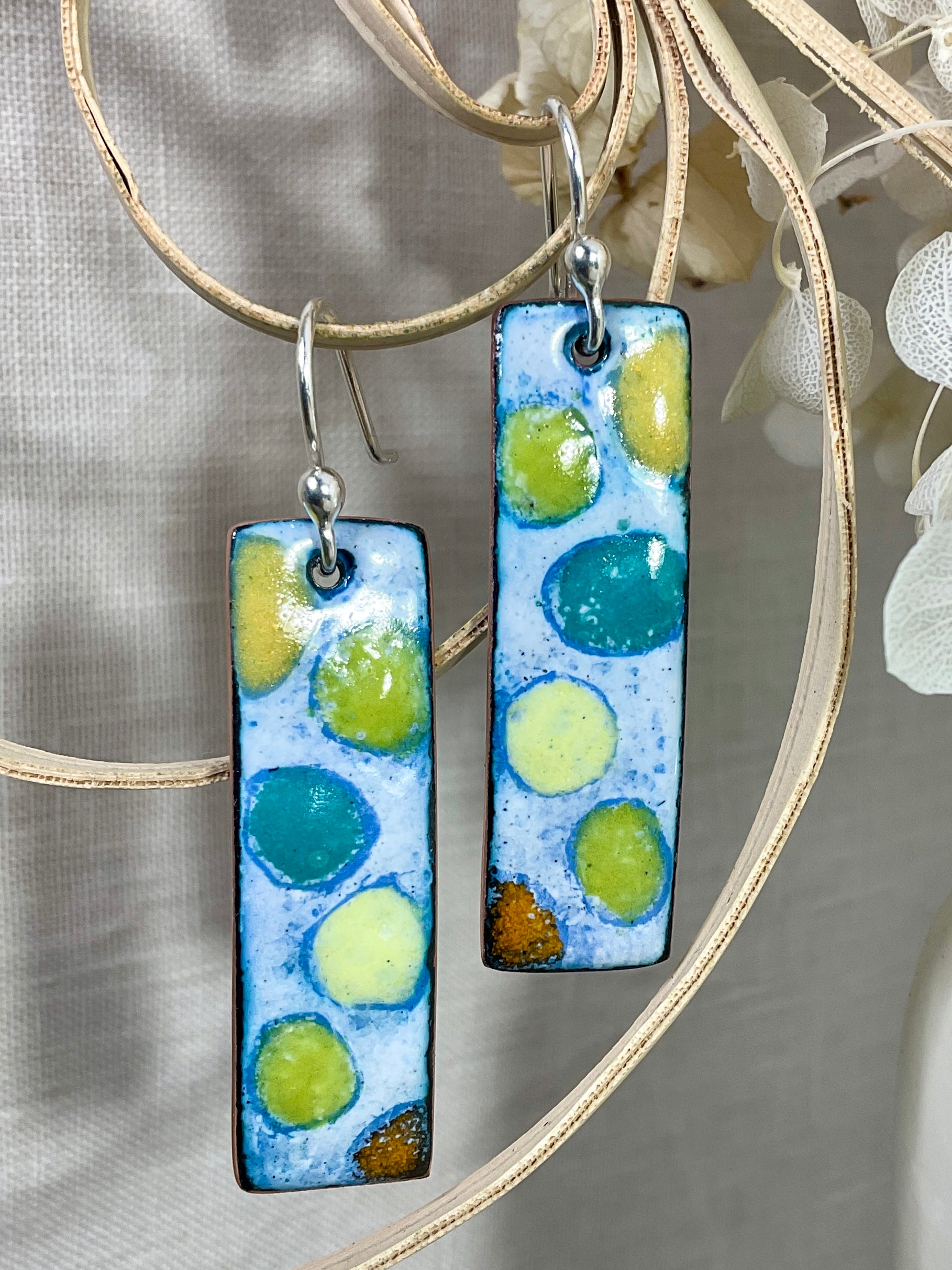 Dots. Enamel earrings. Handmade