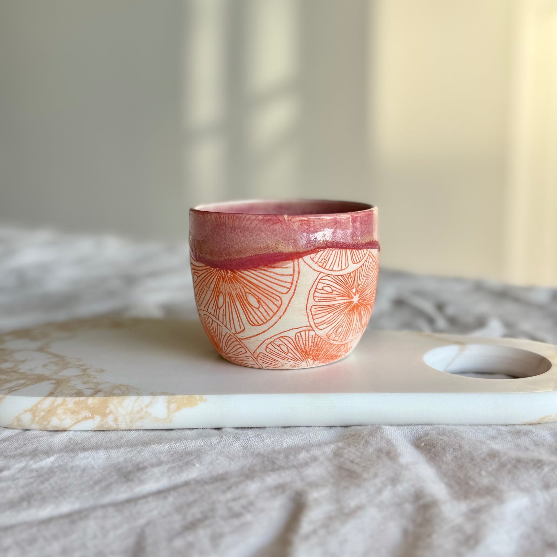 Handmade Ceramic Mug | Tumbler | Orange Blossom | Wheel Thrown Pottery