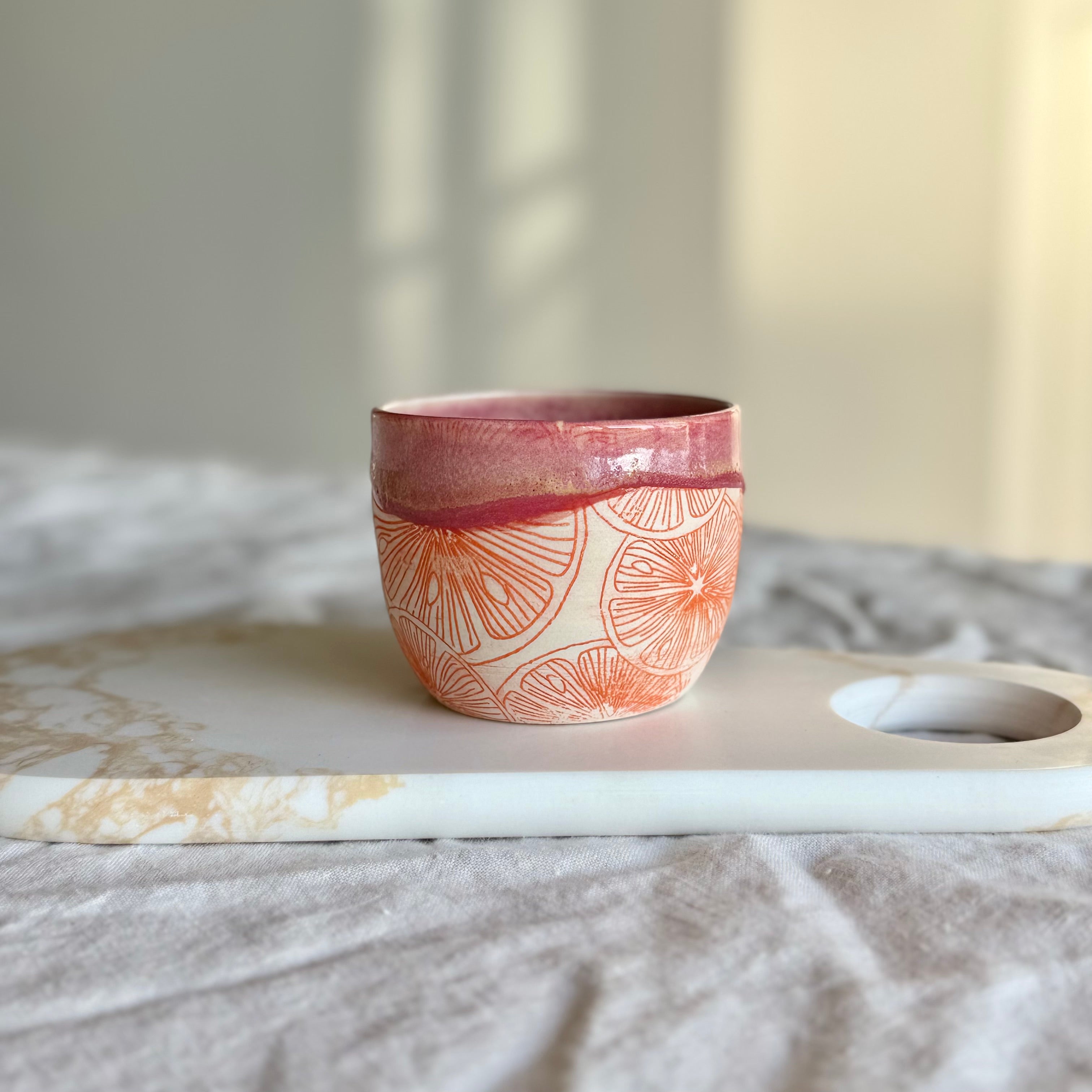 Handmade Ceramic Tumbler | Orange Blossom | Wheel Thrown Pottery