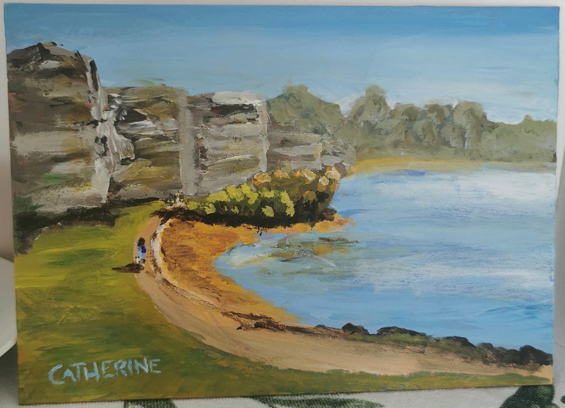 Original Art - A Warm Morning Stroll at South Perth - Plein Air
