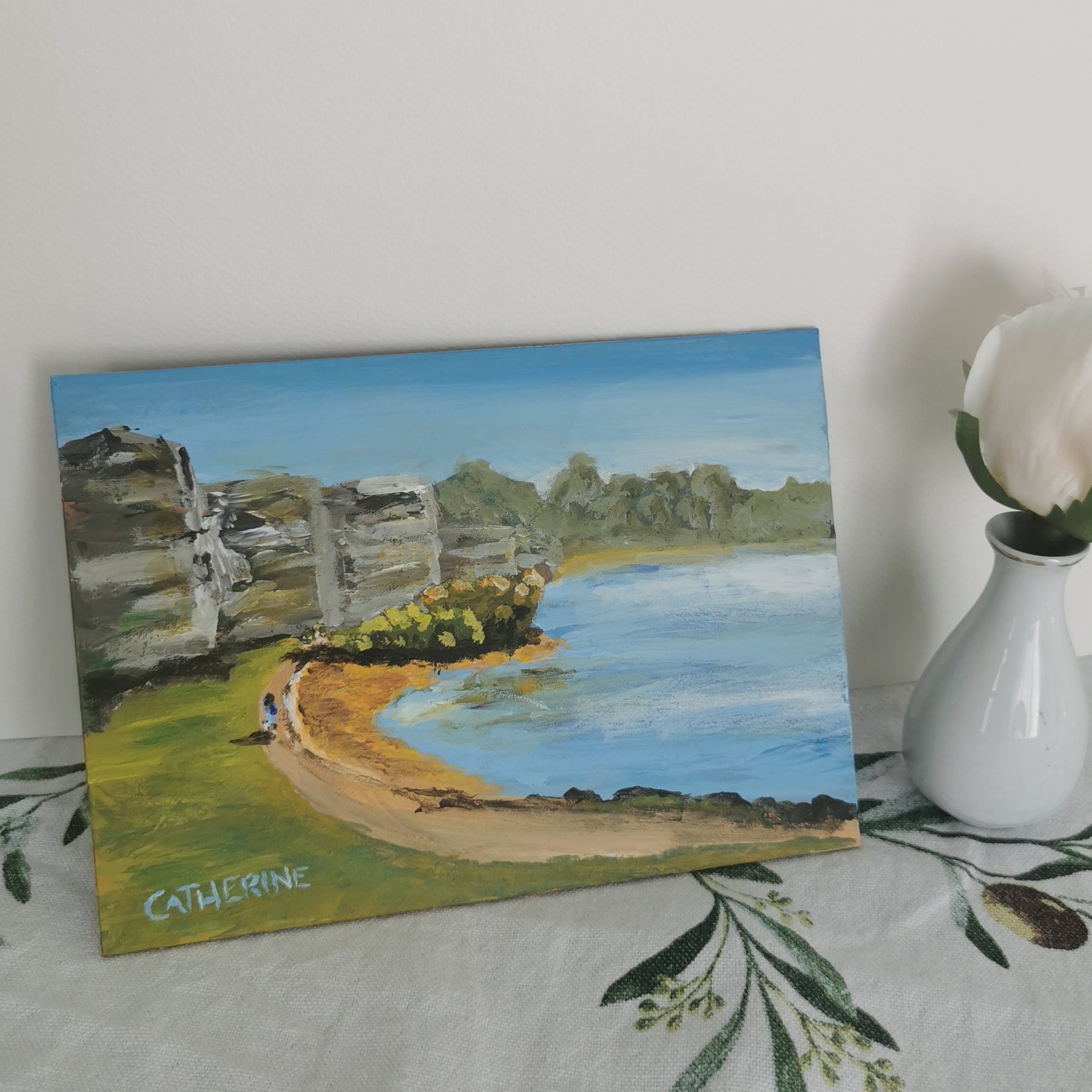 Original Art - A Warm Morning Stroll at South Perth - Plein Air