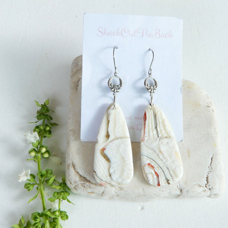 White Polymer Clay Earring and Pendant Set 