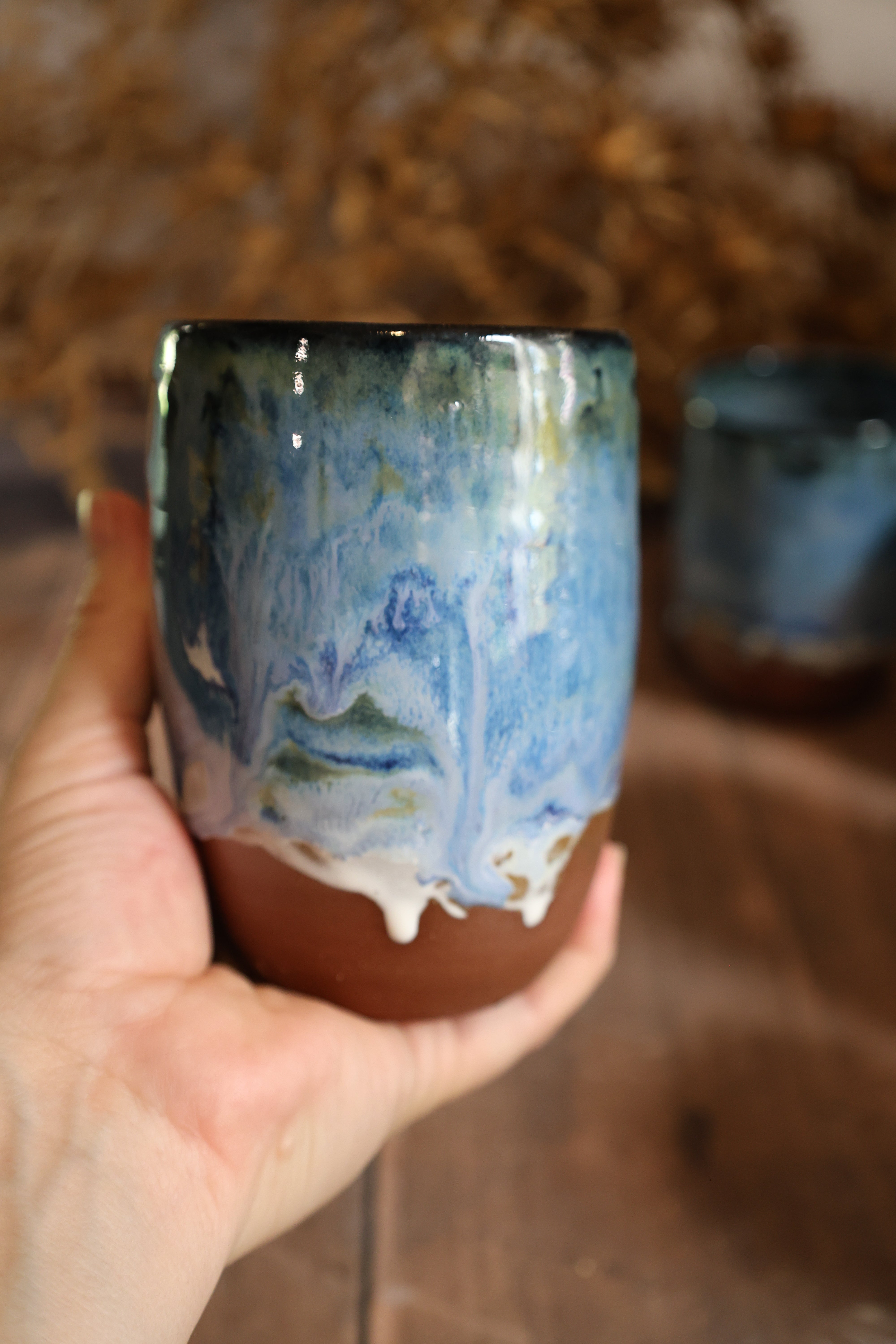 Handmade Ceramic Blue Surf  Tumblers -Medium