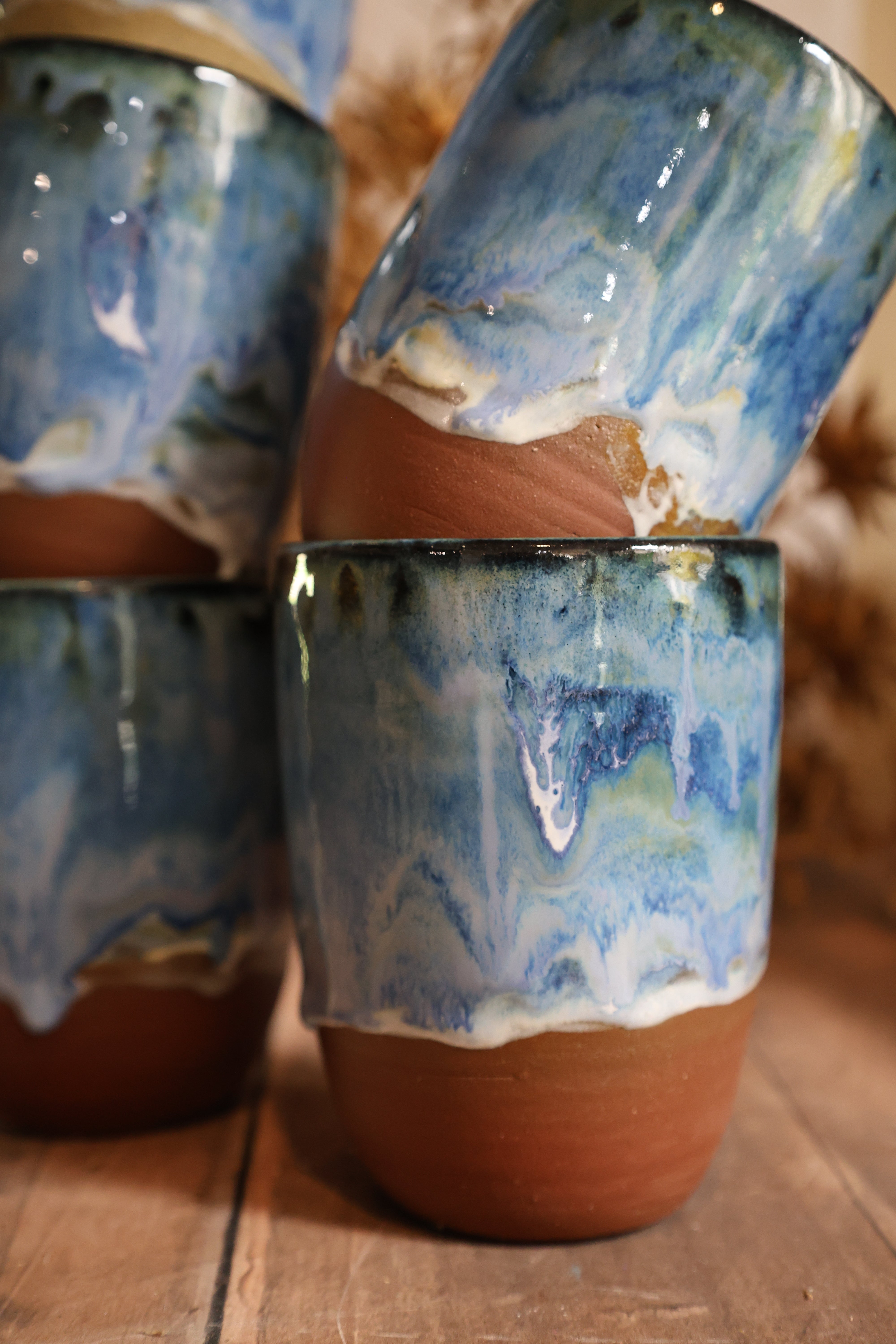 Handmade Ceramic Blue Surf  Tumblers -Medium