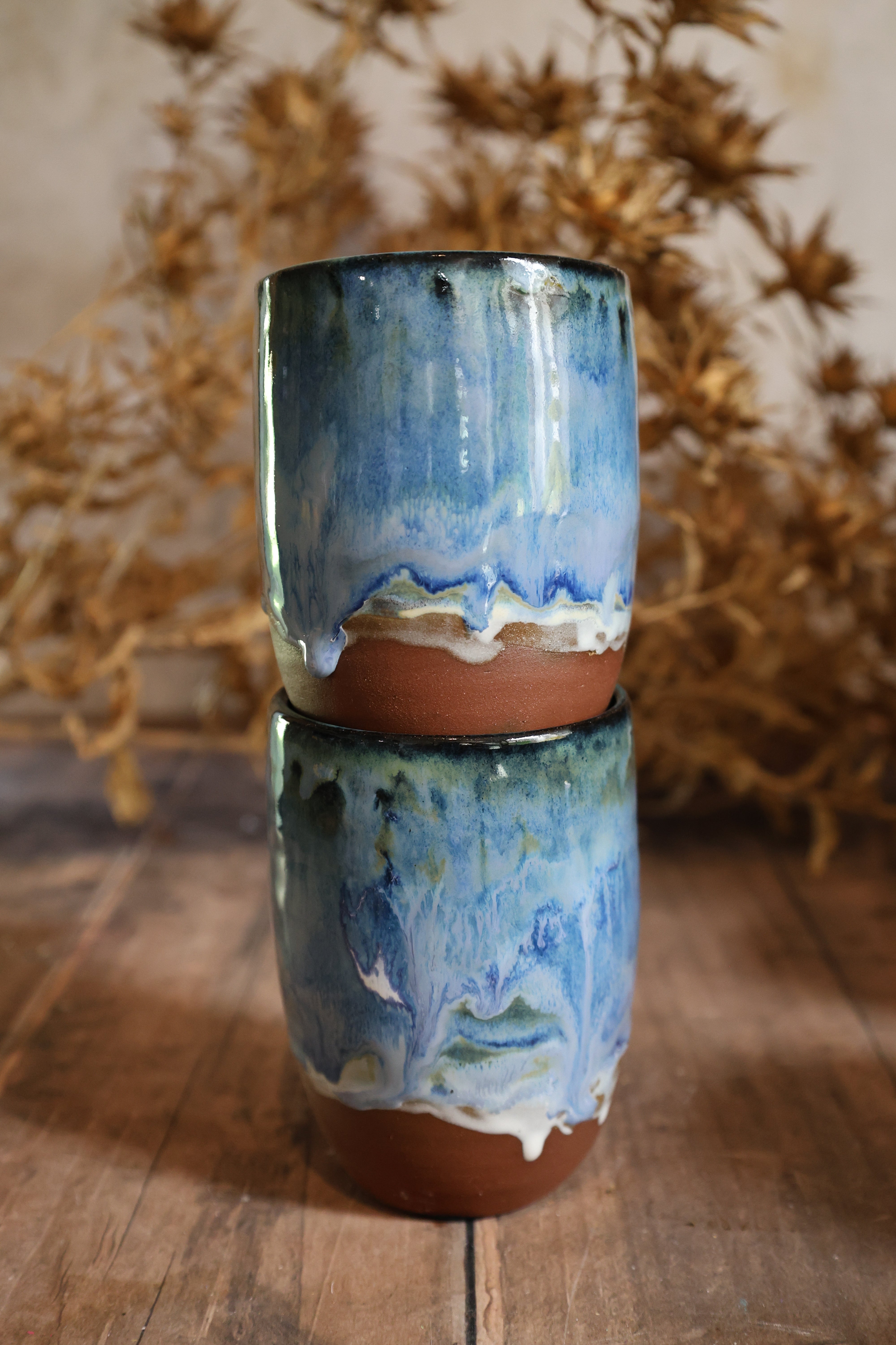 Handmade Ceramic Blue Surf  Tumblers -Medium