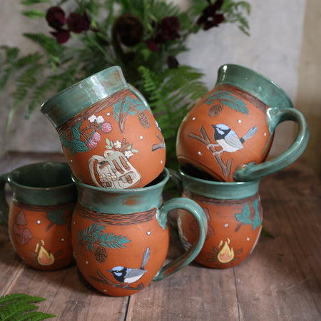 Hand Painted Ceramic Camping Mug - Medium