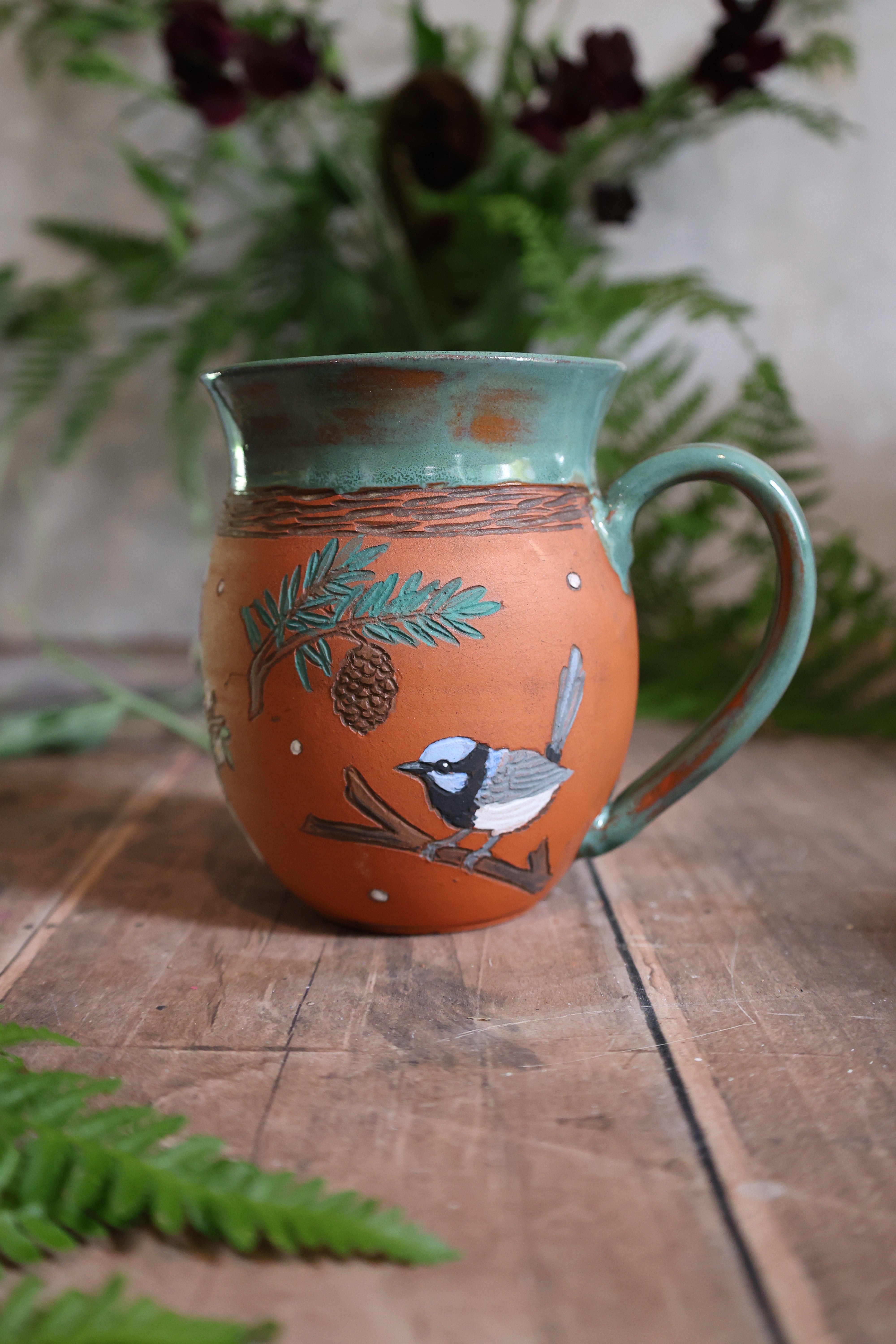 Hand Painted Ceramic Camping Mug - Medium