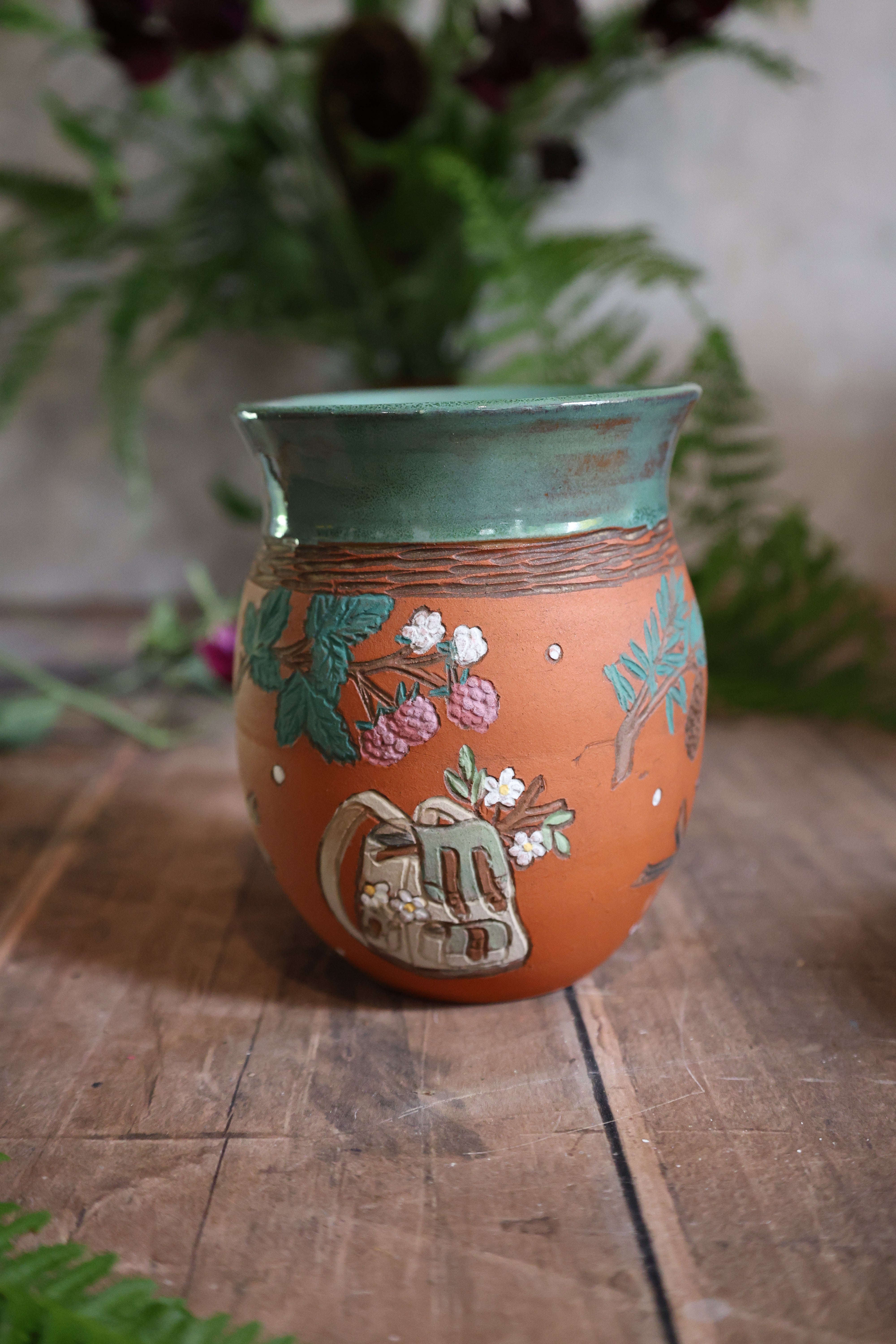 Hand Painted Ceramic Camping Mug - Medium