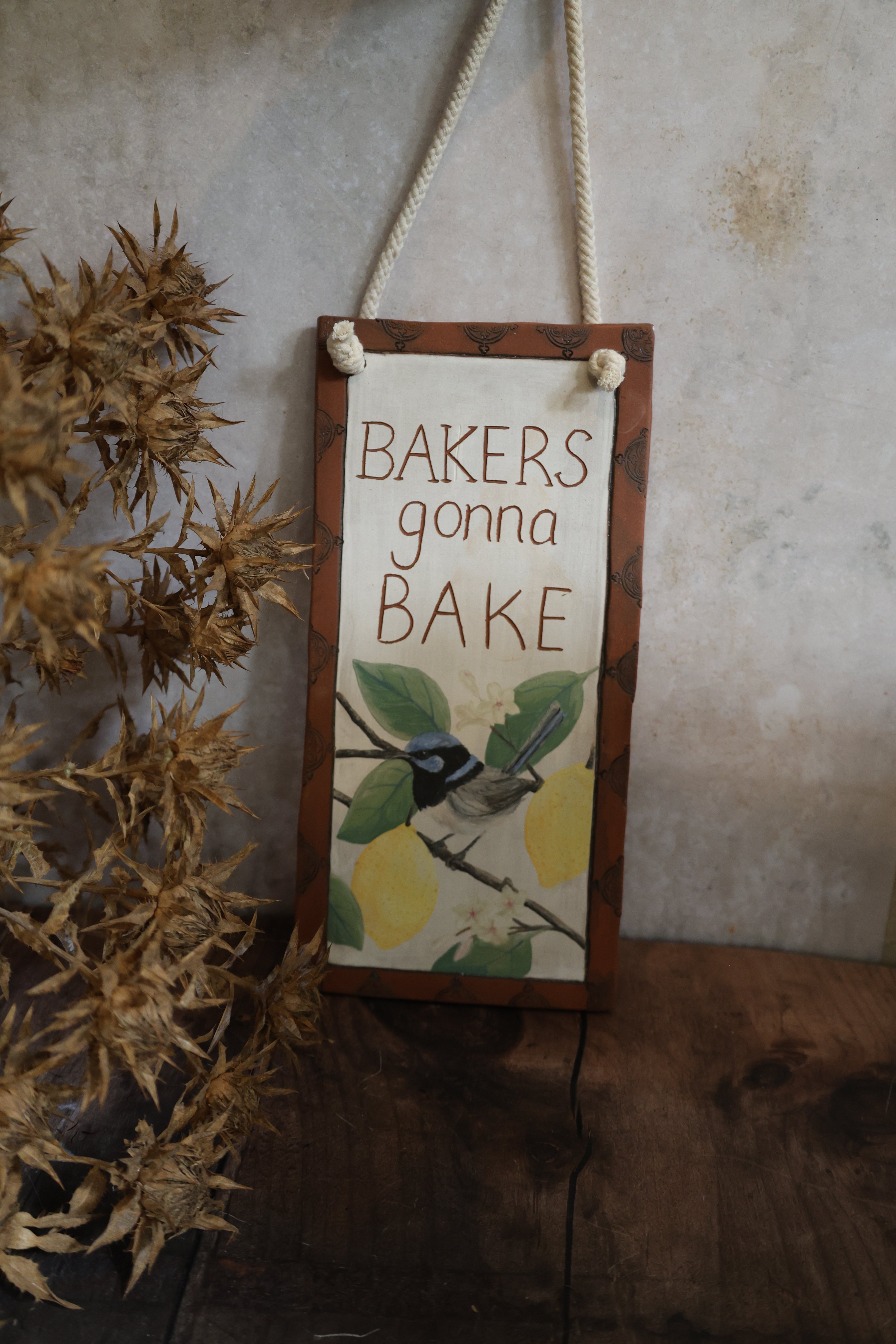 Hand Painted Ceramic Bakers Gonna Bake Kitchen Sign