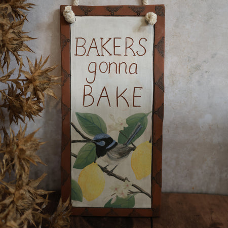 Hand Painted Ceramic Bakers Gonna Bake Kitchen Sign