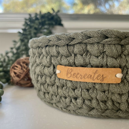 Khaki Green Crochet handmade basket | Small