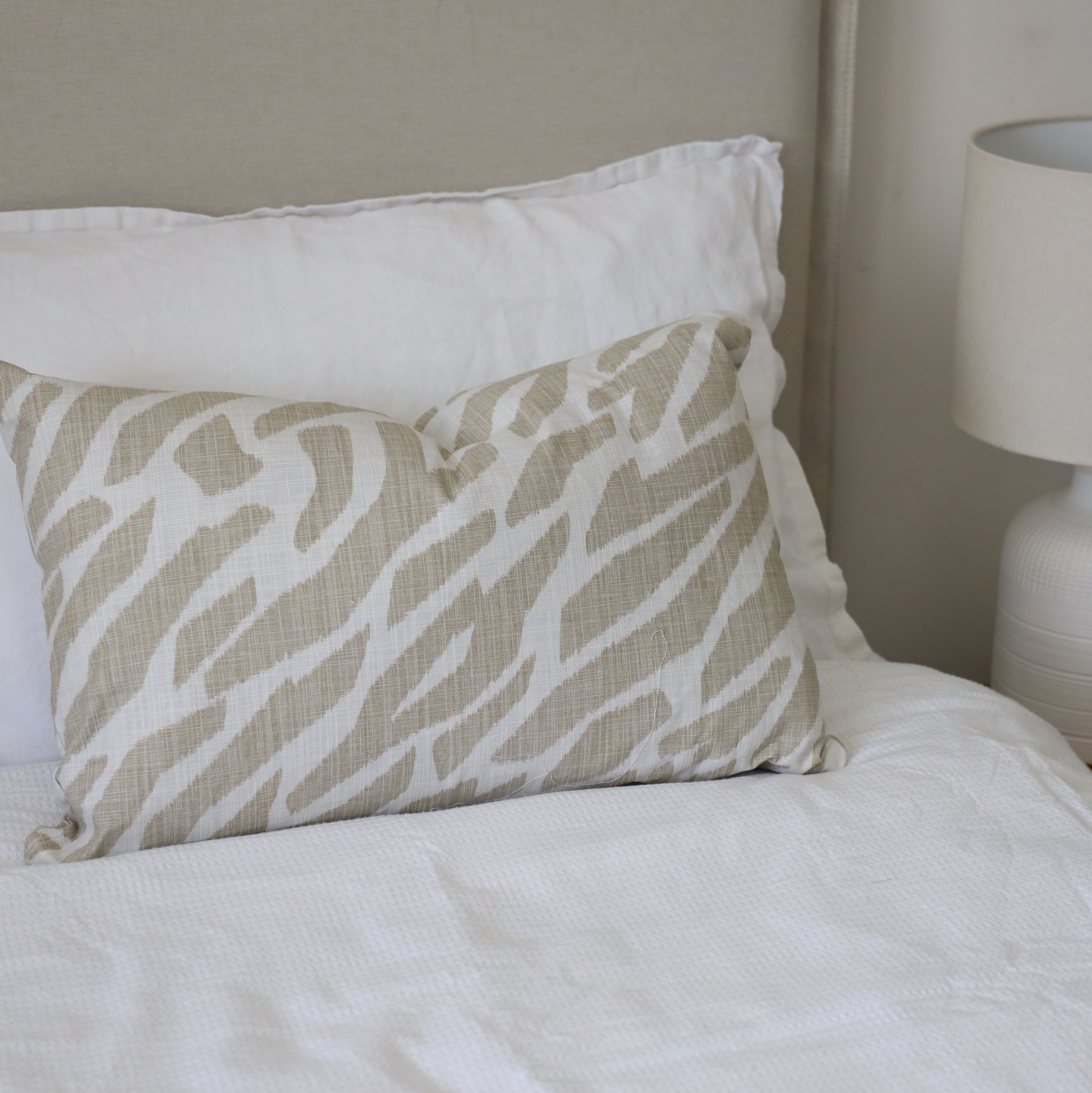 Pair of Rectangular Cushion Covers - Sandy Beige Abstract Animal Print