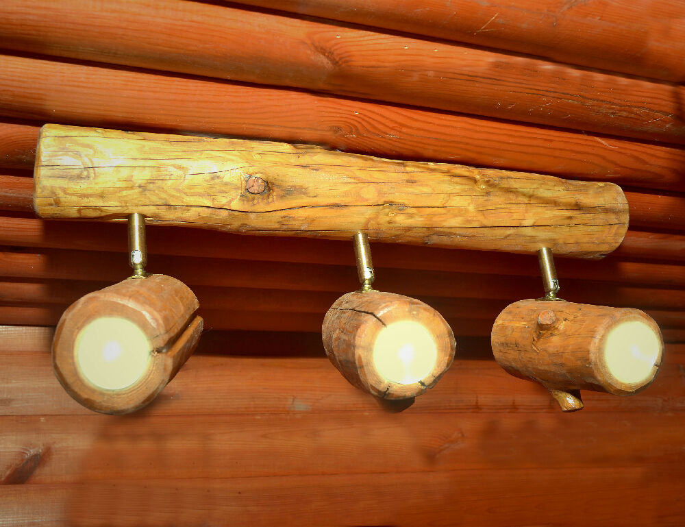 Track Ceiling Light from natural log, Handmade Driftwood Light