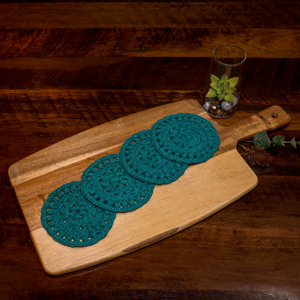 Organic Cotton Crocheted Coasters - Set of 4