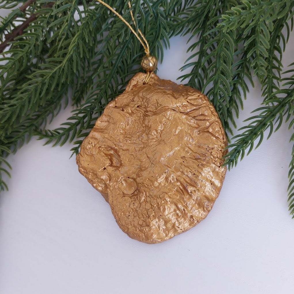 Real oyster shell hanging Christmas ornament - duck Christmas decoration