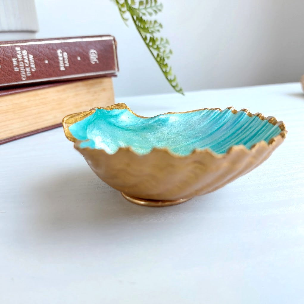 Scallop Shell - Real Shell Ring Holder - Hand Painted Coastal Décor