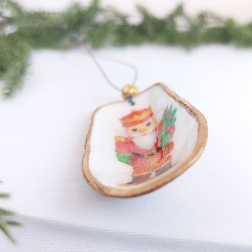 Real shell - hanging Christmas ornament - Santa nutcracker Christmas decoration