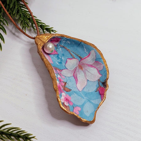 Hanging ornament real oyster shell art