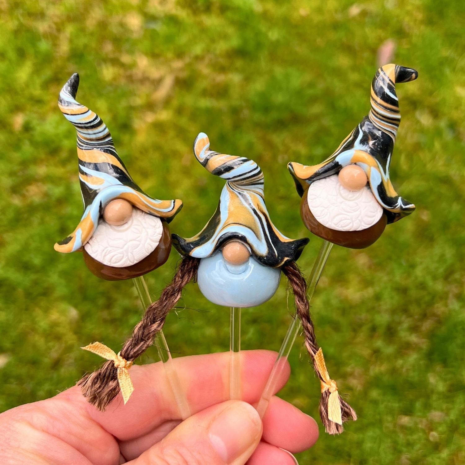 Whimsical gnome trio - Zook, Bitsy & Wizzle